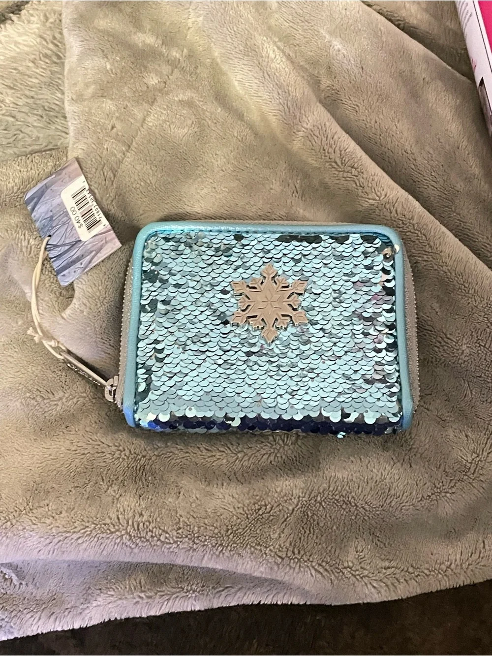 Disney Frozen lounge fly Sequin Zip Wallet - Aqua Blue
